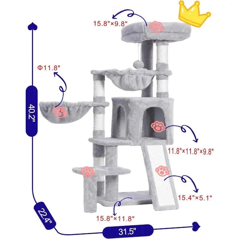 Cat Tree, Cat Tower with Condo, 2 Baskets, Large Platform, Scratch Board, Cat Scratching Posts for Indoor Cats