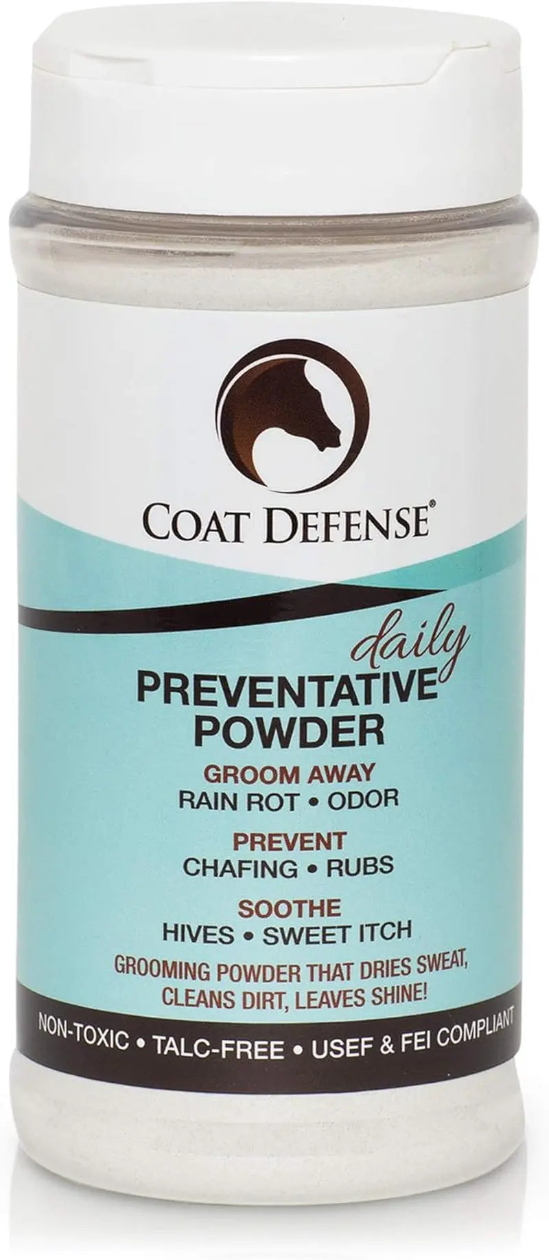 COAT DEFENSE Daily Grooming Powder for Horses | Natural Dry Shampoo | 64 Oz Formula for a Fresh and Healthy Coat Horsepowder, Inc.