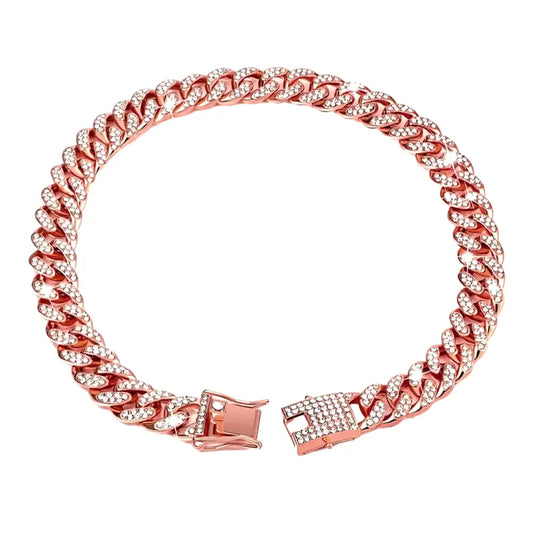 Dog Collar Sparkling Rhinestone Chain Collar for Small Medium Dogs Metal Cat Necklace with Gold Link Pet Jewelry Accessories